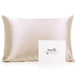 Ravmix Silk Pillowcase For Hair And Skin With Hidden Zipper, Both Sides 21Momme Silk, 1PCS, Standard Size 20×26inches, Beige