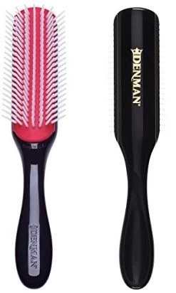 Denman Curly Hair Brush D3 (Black & Red) 7 Row Styling Brush For Detangling, Separating, Shaping And Defining Curls – For Women And Men