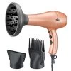 NITION Negative Ions Ceramic Hair Dryer With Diffuser Attachment Ionic Blow Dryer Quick Drying,1875 Watt 2 Speed / 3 Heat Settings,Cool Shot Button,Lightweight,Champagne Gold