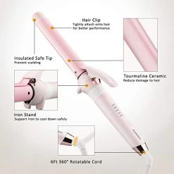 Aokitec 1 Inch Curling Iron Hair Curler Ceramic Coating Curling Wand With 6.5 Inch Long Barrel, 5 Heat Settings, Dual Voltage Professional Salon Wand Curler For All Hair Types (Glove Included) -Boutique Wig Shop 41EeSY0w52BL