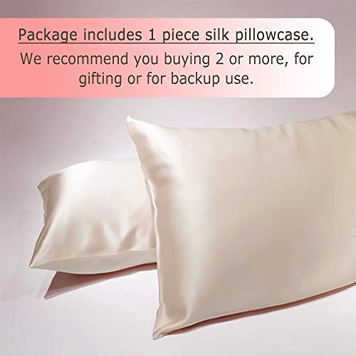 Ravmix Silk Pillowcase For Hair And Skin With Hidden Zipper, Both Sides 21Momme Silk, 1PCS, Standard Size 20×26inches, Beige 5 Ravmix Silk Pillowcase For Hair And Skin With Hidden Zipper, Both Sides 21Momme Silk, 1PCS, Standard Size 20×26inches, Beige - Image 5