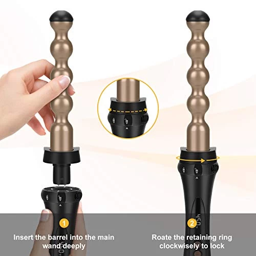 Prizm 5-in-1 Curling Iron Wand Set, LED Display, 11 Temp Settings, 0.6 To 1.25 Inch Interchangeable Tourmaline Ceramic Barrels, Hair Curler For Wavy/Air Bang/Ringlet/Spiral With Heat Resistant Glove 6 Prizm 5-in-1 Curling Iron Wand Set, LED Display, 11 Temp Settings, 0.6 To 1.25 Inch Interchangeable Tourmaline Ceramic Barrels, Hair Curler For Wavy/Air Bang/Ringlet/Spiral With Heat Resistant Glove - Image 6