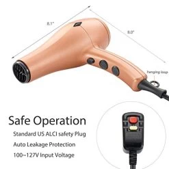 NITION Negative Ions Ceramic Hair Dryer With Diffuser Attachment Ionic Blow Dryer Quick Drying,1875 Watt 2 Speed / 3 Heat Settings,Cool Shot Button,Lightweight,Champagne Gold -Boutique Wig Shop 41H9ncIf5FL