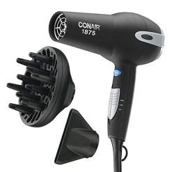 Conair 1875-Watt Ionic Ceramic Hair Dryer With Diffuser And Concentrator, Black