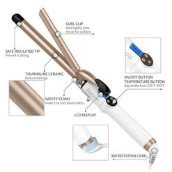 Hoson 3/4 Inch Curling Iron Professional, Ceramic Tourmaline Curl Wand Barrel, Hair Curler Iron With 9 Heat Setting(225°F To 450°F For All Hair Types, Glove Include) 11 Hoson 3/4 Inch Curling Iron Professional, Ceramic Tourmaline Curl Wand Barrel, Hair Curler Iron With 9 Heat Setting(225°F To 450°F For All Hair Types, Glove Include) -Boutique Wig Shop 41IaOboqumL