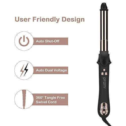 Prizm 1 Inch Wavy Professional Rotating Curling Iron, Nano Titanium Auto Spin Curling Wand Hair Curler With 11 Adjustable Temps 250°F To 450°F, Anti-Scald & Dual Voltage 5 Prizm 1 Inch Wavy Professional Rotating Curling Iron, Nano Titanium Auto Spin Curling Wand Hair Curler With 11 Adjustable Temps 250°F To 450°F, Anti-Scald & Dual Voltage - Image 5