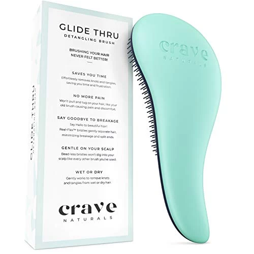 Crave Naturals Glide Thru Detangling Brush For Adults & Kids Hair – Detangler Brush For Natural, Curly, Straight, Wet Or Dry Hair – Hairbrush For Men & Women, Little Girl Hair Accessories, Turquoise 2 Crave Naturals Glide Thru Detangling Brush For Adults & Kids Hair – Detangler Brush For Natural, Curly, Straight, Wet Or Dry Hair – Hairbrush For Men & Women, Little Girl Hair Accessories, Turquoise - Image 2