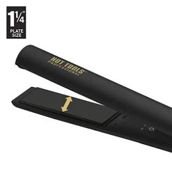 Hot Tools Pro Artist Black Gold Evolve Ionic Salon Hair Flat Iron | Long-Lasting Finish For Straightening Hair, (1-1/4 In) -Boutique Wig Shop 41ONqPaaTCL