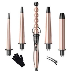 5 In 1 Curling Iron Set – BESTOPE PRO Curling Wand Iron With Interchangeable Barrels, 0.35”-1.25” Hair Curler Wand For Hairstyle, Instant Heat Up…