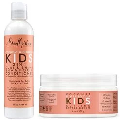 Shea Moisture Coconut & Hibiscus Kids Combo Pack – Includes Kids Curling Butter Cream, 6 Oz & Kids Curl & Shine 2-in-1 Shampoo & Conditioner, 8 Oz