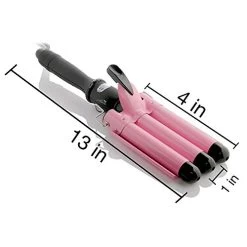 Alure Three Barrel Curling Iron Wand With LCD Temperature Display – 1 Inch Ceramic Tourmaline Triple Barrels, Dual Voltage Crimp -Boutique Wig Shop 41S0e8WxjwL