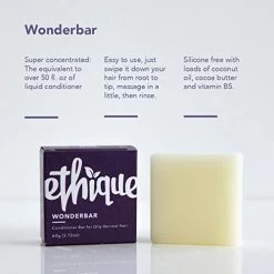 Ethique Wonderbar- Lightweight Solid Conditioner Bar For Oily To Balanced Hair – Vegan, Eco-Friendly, Plastic-Free, Cruelty-Free, 2.12 Oz (Pack Of 1) -Boutique Wig Shop 41VnktWXLDL