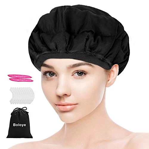 Flaxseed Deep Conditioning Heat Cap – Boloye Cordless 100% Safe Microwave Hot Cap For Natural Curly Textured Hair Care, Drying, Styling, Curling, Universal Size (10 PCS One-time Shower Cap) (Black) 1 Flaxseed Deep Conditioning Heat Cap – Boloye Cordless 100% Safe Microwave Hot Cap For Natural Curly Textured Hair Care, Drying, Styling, Curling, Universal Size (10 PCS One-time Shower Cap) (Black)