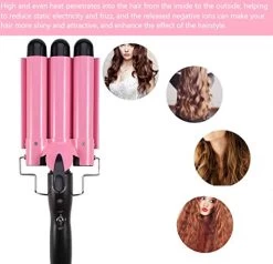 MODVICA 3 Barrel Curling Iron Wand 26mm Hair Waver Temperature Adjustable Ceramic Hair Curling Iron (Pink) -Boutique Wig Shop 41Z7EQ2BJnAL