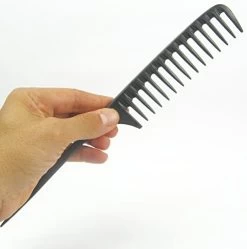 Carbon Wide Tooth Rake Comb With Tail – Natural Texture Hair, Curly Hair, Beach Waves, Beach Waver, Texture Hairstyler, Detangle Wet Hair, Static Free, High Heat Friendly No Snagging, No Breakage