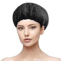 Deep Conditioning Heat Cap, Mifine Deep Steamer Hair Heat Cap, Natural Cotton Cordless Caps With Flaxseed, Microwavable Hot Cap For Steam Hair, With 10 PCS Disposable Shower Caps (Black)