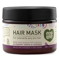 EcoLove Hair Mask For Dry Damaged Hair, Natural Hair Mask Deep Conditioning,Hair Mask For Color Treated Hair, No SLS Or Parabens β With Natural Lavender Extract -Vegan And Cruelty-Free. 11.8 Oz
