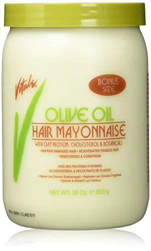 Vitale Olive Oil Hair Mayonnaise 30oz With Oat & Egg Protein And Vitamins – Good On Color & Thermal Treated Hair – For Dry & Damaged Scalp Men, Women & Kids -Moisturize And Condition 1 Vitale Olive Oil Hair Mayonnaise 30oz With Oat & Egg Protein And Vitamins – Good On Color & Thermal Treated Hair – For Dry & Damaged Scalp Men, Women & Kids -Moisturize And Condition