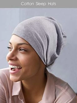 SATINIOR 3 Pieces Sleep Caps For Women Satin Beanie Lined Sleep Hat Chemo Headwear For Women Sleeping Hair Cap (Black, Gray, Pink) 10 SATINIOR 3 Pieces Sleep Caps For Women Satin Beanie Lined Sleep Hat Chemo Headwear For Women Sleeping Hair Cap (Black, Gray, Pink) -Boutique Wig Shop 41rJreJcebL