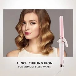 Aokitec 1 Inch Curling Iron Hair Curler Ceramic Coating Curling Wand With 6.5 Inch Long Barrel, 5 Heat Settings, Dual Voltage Professional Salon Wand Curler For All Hair Types (Glove Included) -Boutique Wig Shop 41rLRdN2BeML