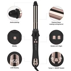 Prizm 1 Inch Wavy Professional Rotating Curling Iron, Nano Titanium Auto Spin Curling Wand Hair Curler With 11 Adjustable Temps 250°F To 450°F, Anti-Scald & Dual Voltage 12 Prizm 1 Inch Wavy Professional Rotating Curling Iron, Nano Titanium Auto Spin Curling Wand Hair Curler With 11 Adjustable Temps 250°F To 450°F, Anti-Scald & Dual Voltage -Boutique Wig Shop 41sGDke3BFL