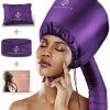 Eleganty Soft Bonnet Hood Hairdryer Attachment With Headband That Reduces Heat Around Ears And Neck To Enjoy Long Sessions – Used For Hair Styling, Deep Conditioning And Hair Drying (Purple)