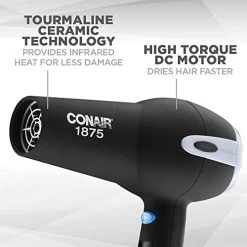 Conair 1875-Watt Ionic Ceramic Hair Dryer With Diffuser And Concentrator, Black -Boutique Wig Shop 41wsHvJXjIL