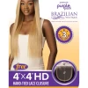 Outre Premium Purple Pack Brazilian Boutique Weave - VIRGIN SLEEK PRESSED 18" 20" 22" + 4x4 HD Lace Closure