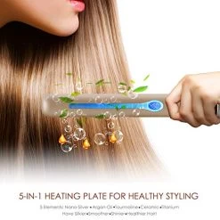 NITION Professional Salon Hair Straightener Argan Oil Ceramic Tourmaline Titanium Straightening Flat Iron For Healthy Styling,LCD 265°F-450°F,2-in-1 Curling Iron For All Hair Type,Gold,1 Inch Plate 9 NITION Professional Salon Hair Straightener Argan Oil Ceramic Tourmaline Titanium Straightening Flat Iron For Healthy Styling,LCD 265°F-450°F,2-in-1 Curling Iron For All Hair Type,Gold,1 Inch Plate -Boutique Wig Shop 511RsgoKMDL