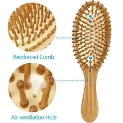 Pack Of 2 Bamboo Hair Brushes, 100% Natural Eco-friendly Hair Brush With Bamboo Bristles, Massages Scalp Anti-Static Hair Detangle For All Types, Lightweight (Oval) -Boutique Wig Shop 512BSQJRE5SL
