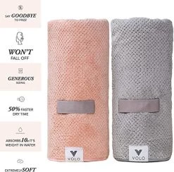 VOLO Hero Cloud Pink Hair Towel | Ultra Soft, Super Absorbent, Quick Drying Nanoweave Fabric | Reduce Dry Time By 50% | Large Towel Wrap For All Hair Types | Anti Frizz & Anti Breakage | Microfiber -Boutique Wig Shop 5137lchDrOL