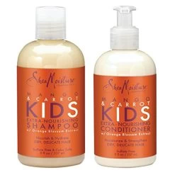 Shea Moisture Mango & Carrot Kids, Extra-Nourishing, Shampoo And Conditioner Set, Orange Blossom Extract, Dry, Delicate Hair, Vitamin B-5 & Vitamin E, 8 Fl Oz Ea