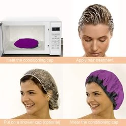 Heat Cap For Deep Conditioning, Microwavable Heating Cap For Deep Conditioner, Hair Steamer Cordless Hair Cap For Hair Treatment, Flaxseed Heat Cap With 10 Disposable Shower Caps -Boutique Wig Shop 5144oXSa8qL