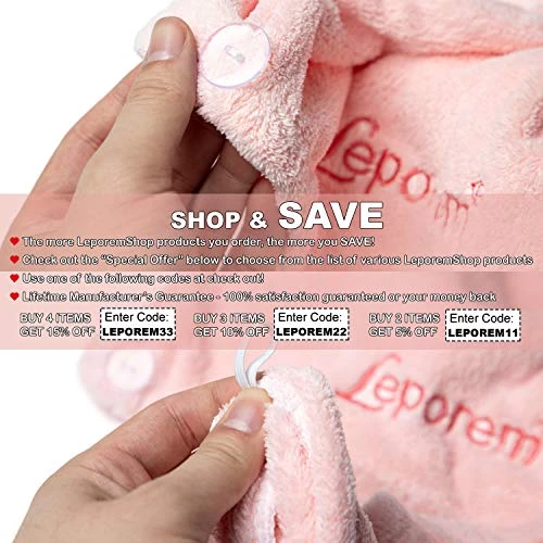 Leporem Extra Large (30 Inch X 11 Inch) 3 Pack Microfiber Hair Towel – Ultra Absorbent & Quick Dry Hair Turban For Curly, Long & Thick Hair, Anti Frizz, Hair Repair Towel Wrap For Women, Kids 6 Leporem Extra Large (30 Inch X 11 Inch) 3 Pack Microfiber Hair Towel – Ultra Absorbent & Quick Dry Hair Turban For Curly, Long & Thick Hair, Anti Frizz, Hair Repair Towel Wrap For Women, Kids - Image 6