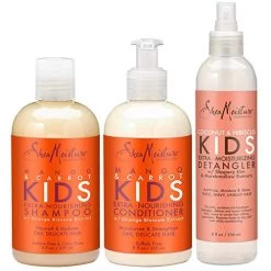 Shea Moisture KIDS Shampoo And Conditioner Set, Extra-Nourishing Mango & Carrot + Coconut & Hibiscus Detangler Spray For KIDS, 8 Fl Oz (3 Piece Set)
