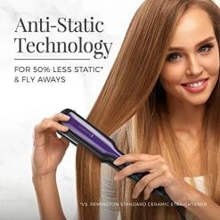 Remington S5520 1¾” AntiStatic Flat Iron With Floating Ceramic Plates And Digital Controls Hair Straightener, Purple, 1 Count -Boutique Wig Shop 51C7d7eFUHL