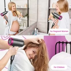 Ionic Hair Dryer, CONFU 1600W Portable Lightweight Blow Dryer, Fast Drying Negative Ion Hairdryer Blowdryer, 3 Heat Settings & Infinity Speed, With Diffuser And Concentrator Nozzle For Home & Travel -Boutique Wig Shop 51D1phColkL