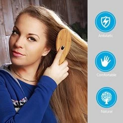 Pack Of 2 Bamboo Hair Brushes, 100% Natural Eco-friendly Hair Brush With Bamboo Bristles, Massages Scalp Anti-Static Hair Detangle For All Types, Lightweight (Oval) -Boutique Wig Shop 51J2B7HZNSIL
