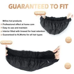 Deep Conditioning Heat Cap, Mifine Deep Steamer Hair Heat Cap, Natural Cotton Cordless Caps With Flaxseed, Microwavable Hot Cap For Steam Hair, With 10 PCS Disposable Shower Caps (Black) -Boutique Wig Shop 51KZyhvs7fL