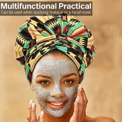 Satin Bonnet For Black Women Satin Lined Headwrap, Silk Bonnet For Curly Hair Bonnet For Sleeping Ankara African Print Head Scarf Head Wrap (Yellow) -Boutique Wig Shop 51OCi AADOL