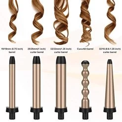 Prizm 5-in-1 Curling Iron Wand Set, LED Display, 11 Temp Settings, 0.6 To 1.25 Inch Interchangeable Tourmaline Ceramic Barrels, Hair Curler For Wavy/Air Bang/Ringlet/Spiral With Heat Resistant Glove 9 Prizm 5-in-1 Curling Iron Wand Set, LED Display, 11 Temp Settings, 0.6 To 1.25 Inch Interchangeable Tourmaline Ceramic Barrels, Hair Curler For Wavy/Air Bang/Ringlet/Spiral With Heat Resistant Glove -Boutique Wig Shop 51Oa7YTF24L