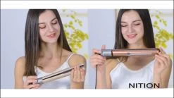 NITION Professional Salon Hair Straightener Argan Oil Ceramic Tourmaline Titanium Straightening Flat Iron For Healthy Styling,LCD 265°F-450°F,2-in-1 Curling Iron For All Hair Type,Gold,1 Inch Plate 13 NITION Professional Salon Hair Straightener Argan Oil Ceramic Tourmaline Titanium Straightening Flat Iron For Healthy Styling,LCD 265°F-450°F,2-in-1 Curling Iron For All Hair Type,Gold,1 Inch Plate -Boutique Wig Shop 51RhFgr dlL