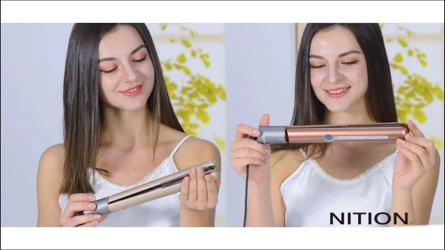 NITION Professional Salon Hair Straightener Argan Oil Ceramic Tourmaline Titanium Straightening Flat Iron For Healthy Styling,LCD 265°F-450°F,2-in-1 Curling Iron For All Hair Type,Gold,1 Inch Plate 7 NITION Professional Salon Hair Straightener Argan Oil Ceramic Tourmaline Titanium Straightening Flat Iron For Healthy Styling,LCD 265°F-450°F,2-in-1 Curling Iron For All Hair Type,Gold,1 Inch Plate - Image 7