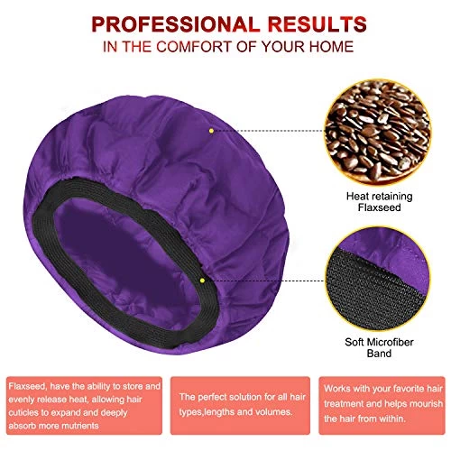 Flaxseed Deep Conditioning Heat Cap – Boloye Cordless 100% Safe Microwave Hot Cap For Natural Curly Textured Hair Care, Drying, Styling, Curling, Universal Size (10 PCS One-time Shower Cap) (Purple) 2 Flaxseed Deep Conditioning Heat Cap – Boloye Cordless 100% Safe Microwave Hot Cap For Natural Curly Textured Hair Care, Drying, Styling, Curling, Universal Size (10 PCS One-time Shower Cap) (Purple) - Image 2