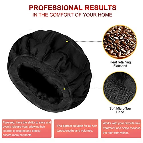 Flaxseed Deep Conditioning Heat Cap – Boloye Cordless 100% Safe Microwave Hot Cap For Natural Curly Textured Hair Care, Drying, Styling, Curling, Universal Size (10 PCS One-time Shower Cap) (Black) 2 Flaxseed Deep Conditioning Heat Cap – Boloye Cordless 100% Safe Microwave Hot Cap For Natural Curly Textured Hair Care, Drying, Styling, Curling, Universal Size (10 PCS One-time Shower Cap) (Black) - Image 2