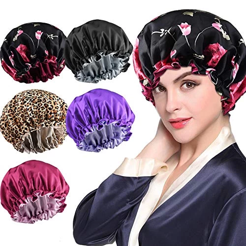 5pcs Satin Bonnet Silk Bonnet For Sleeping, Bonnets For Black Women Hair Bonnet For Sleeping Silk Sleep Cap, Double Layer Adjustable Bonnet For Curly Hair 1 5pcs Satin Bonnet Silk Bonnet For Sleeping, Bonnets For Black Women Hair Bonnet For Sleeping Silk Sleep Cap, Double Layer Adjustable Bonnet For Curly Hair