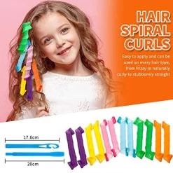 36 Pieces No Heat Hair Curlers Spiral Curl Styling Kit Spiral Curlers Hair Roller Curler For Extra Long Hair Most Kinds Of Hairstyles (Pink, Blue, Yellow, Green, Orange, Purple, 30 Cm/ 12 Inch) -Boutique Wig Shop 51W8woDlcXL