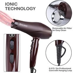 2000 Watt Hair Dryers, Xpoliman Professional Salon Hair Dryer With AC Motor, Negative Ionic Blow Dryer With Diffuser Concentrator Comb, 2 Speed 3 Heat Settings,Low Noise Long Life Style-Brown/Purple -Boutique Wig Shop 51W9TCWDYhL