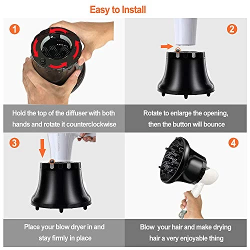Universal Hair Diffuser, Hair Dryer Diffuser Attachment For Curly And Natural Wavy Hair, Professional Blow Dryer Diffuser, Adjustable From 1.4 Inch To 2.6 Inch 5 Universal Hair Diffuser, Hair Dryer Diffuser Attachment For Curly And Natural Wavy Hair, Professional Blow Dryer Diffuser, Adjustable From 1.4 Inch To 2.6 Inch - Image 5