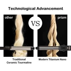 Prizm 1 Inch Wavy Professional Rotating Curling Iron, Nano Titanium Auto Spin Curling Wand Hair Curler With 11 Adjustable Temps 250°F To 450°F, Anti-Scald & Dual Voltage 10 Prizm 1 Inch Wavy Professional Rotating Curling Iron, Nano Titanium Auto Spin Curling Wand Hair Curler With 11 Adjustable Temps 250°F To 450°F, Anti-Scald & Dual Voltage -Boutique Wig Shop 51Y5pZALzvL